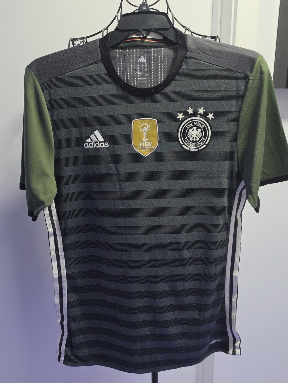adidas Men's Black & Olive Germany National Team Jersey
